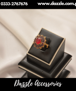 Ruby Red Gold Plated Adjustable Ladies Ring