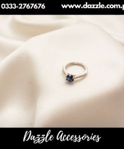 Sapphire Blue Silver Plated Zirconia Ring