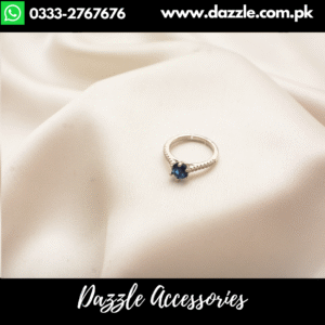 Sapphire Blue Silver Plated Zirconia Ring