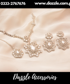 Silver American Diamon Bridal Pendant Set