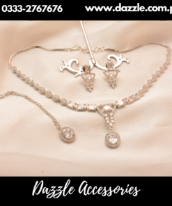 Silver Delicate Pendant with Earrings and bindiya