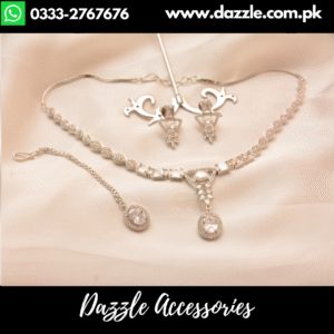 Silver Delicate Pendant with Earrings and bindiya