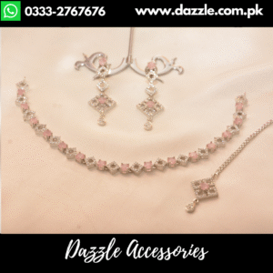Silver Pink Single Line Choker