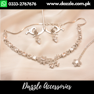 Silver Plated Delicate Choker with Earrings Bindiya