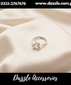 Single Stone Silver Adjustable Girls Ring