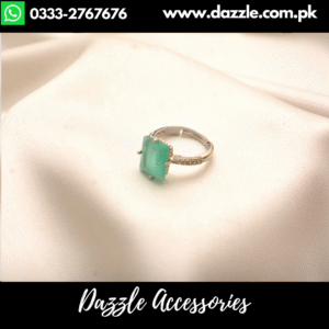 mint sqaure gem ring
