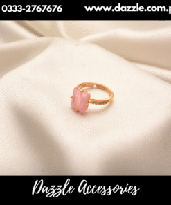 pink gold sqaure gem ring