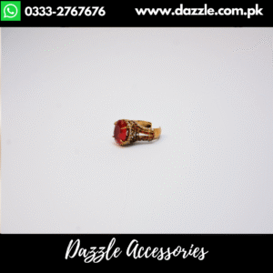 Adjustable Gold Plated Maroon Zirconia Statement Ring