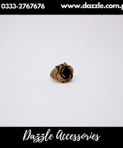 Adjustable Gold Plated Zirconia Black Statement Ring