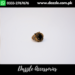 Adjustable Gold Plated Zirconia Black Statement Ring