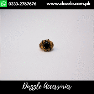 Adjustable Gold Plated Zirconia Black Statement Ring