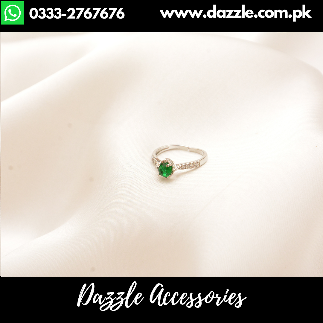 Delicate Silver Emerald Ring