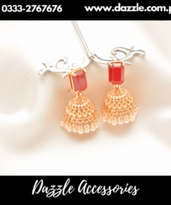 Ethnic Red Gold Jhumka Jhmikay