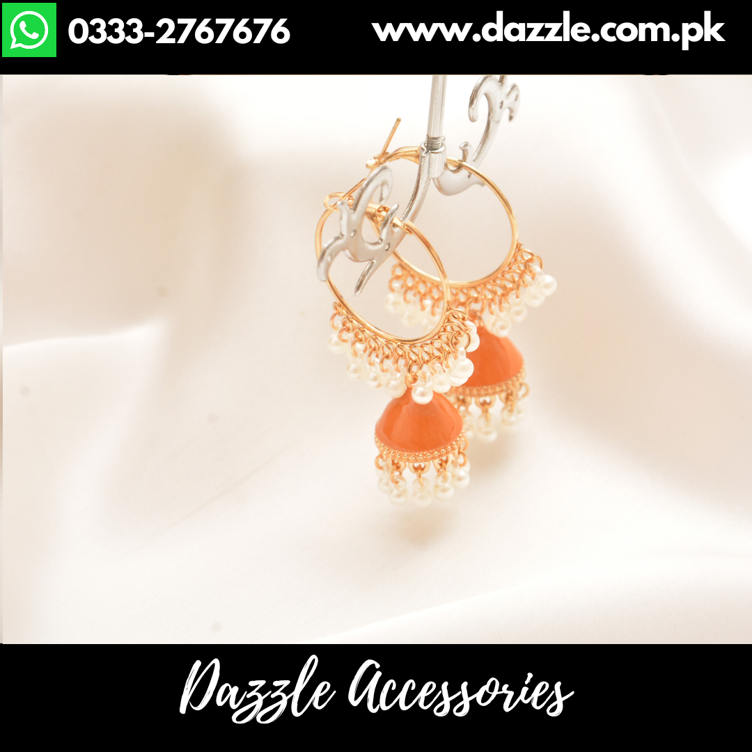 orange silver bali jhmikay