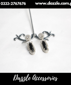 Black Silver Elegant Stud Earrings