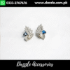 Elegant Zirconia Blue Silver Pearl Stud Earrings