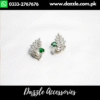 Elegant Zirconia Green Silver Pearl Stud Earrings
