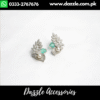Elegant Zirconia Mint Silver Pearl Stud Earrings