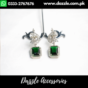 Emerald Green Silver Drop Earrings