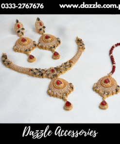 Gold plated deep Red zirconia set