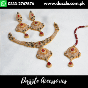 Gold plated deep Red zirconia set