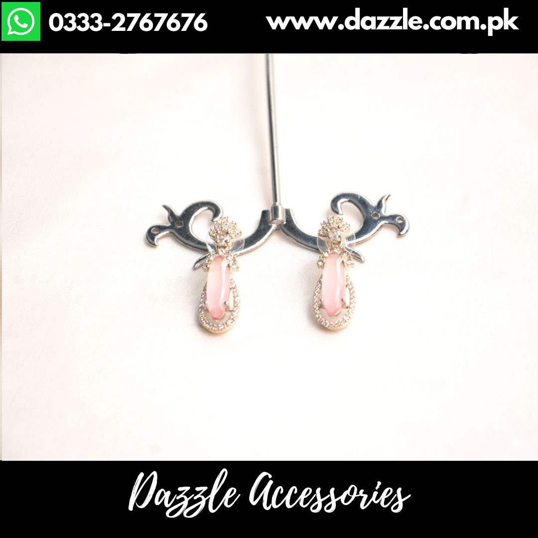 Golden Pink Elegant Stud Earrings