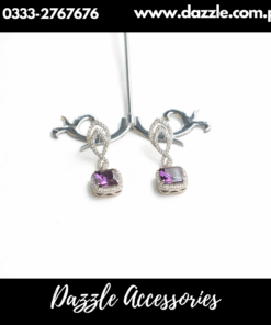High Quality Purple Silver Drop Earrings