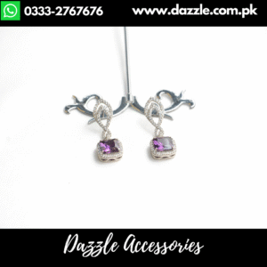 High Quality Purple Silver Drop Earrings