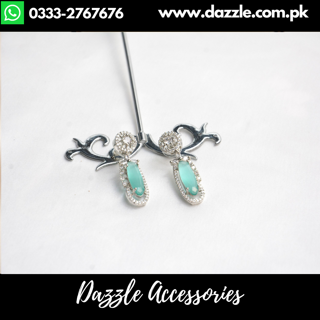 Mint Silver Stylish Stud Earrings