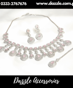 Pink Silver Bridal Set with Earrings Bindiya