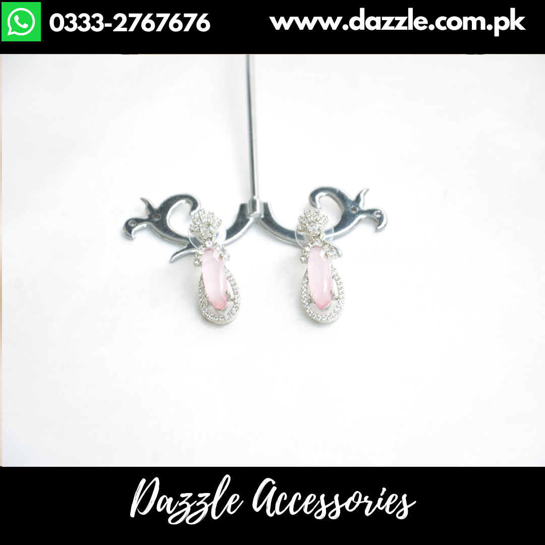 Pink Silver Classic Stud Earrings