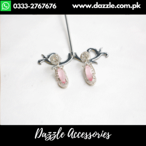 Pink Silver Decent Stud Earrings