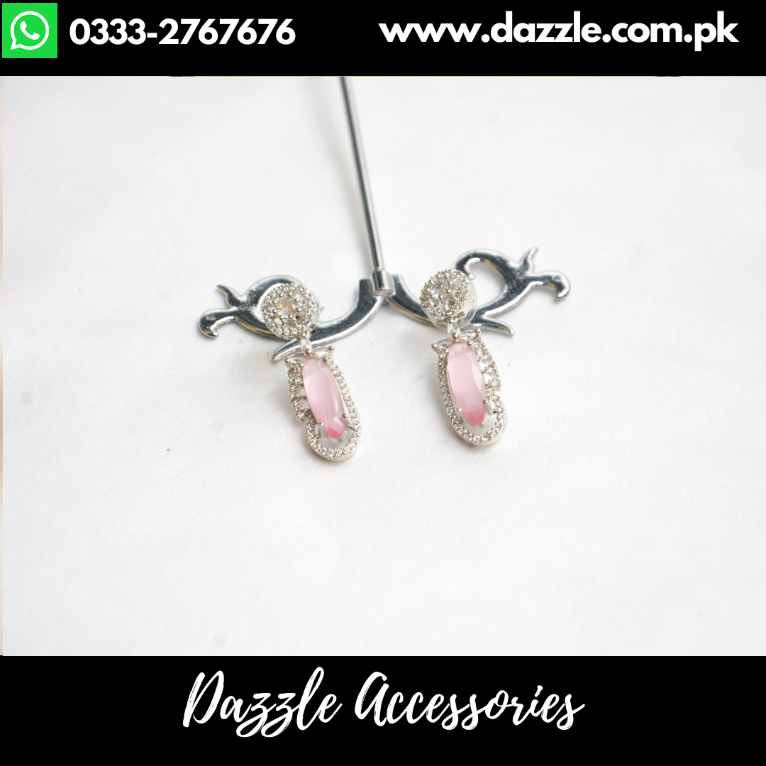 Pink Silver Decent Stud Earrings
