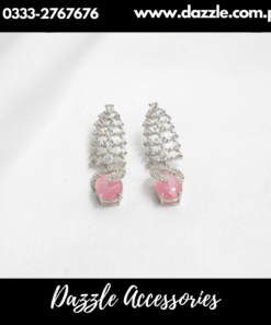 Pink Silver Modern Drop Earrings