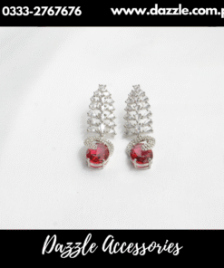 Red Silver Zircon Drop Earrings