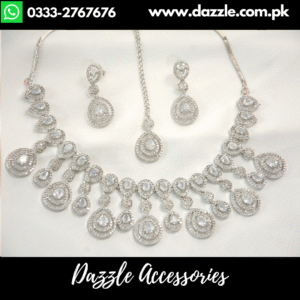 Silver American Diamond Bridal Set
