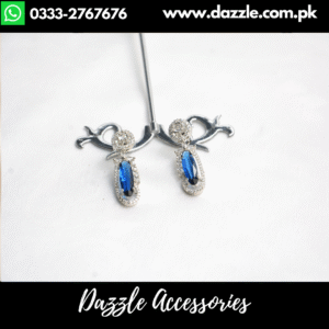 Silver Sapphire Blue Stud Earrings