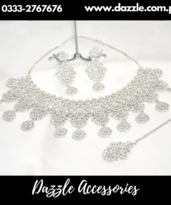 Silver Statement Bridal Set with Earrings and Bindiya