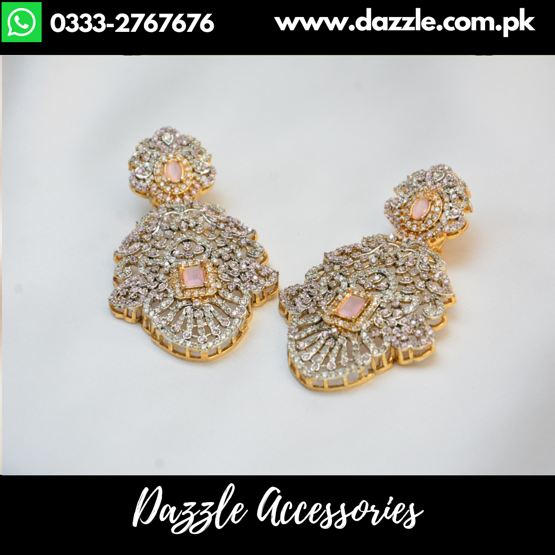 Splendid Pink Zirconia Earrings