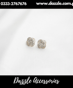 Zirconia Two Tone Stud Earrings
