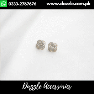 Zirconia Two Tone Stud Earrings