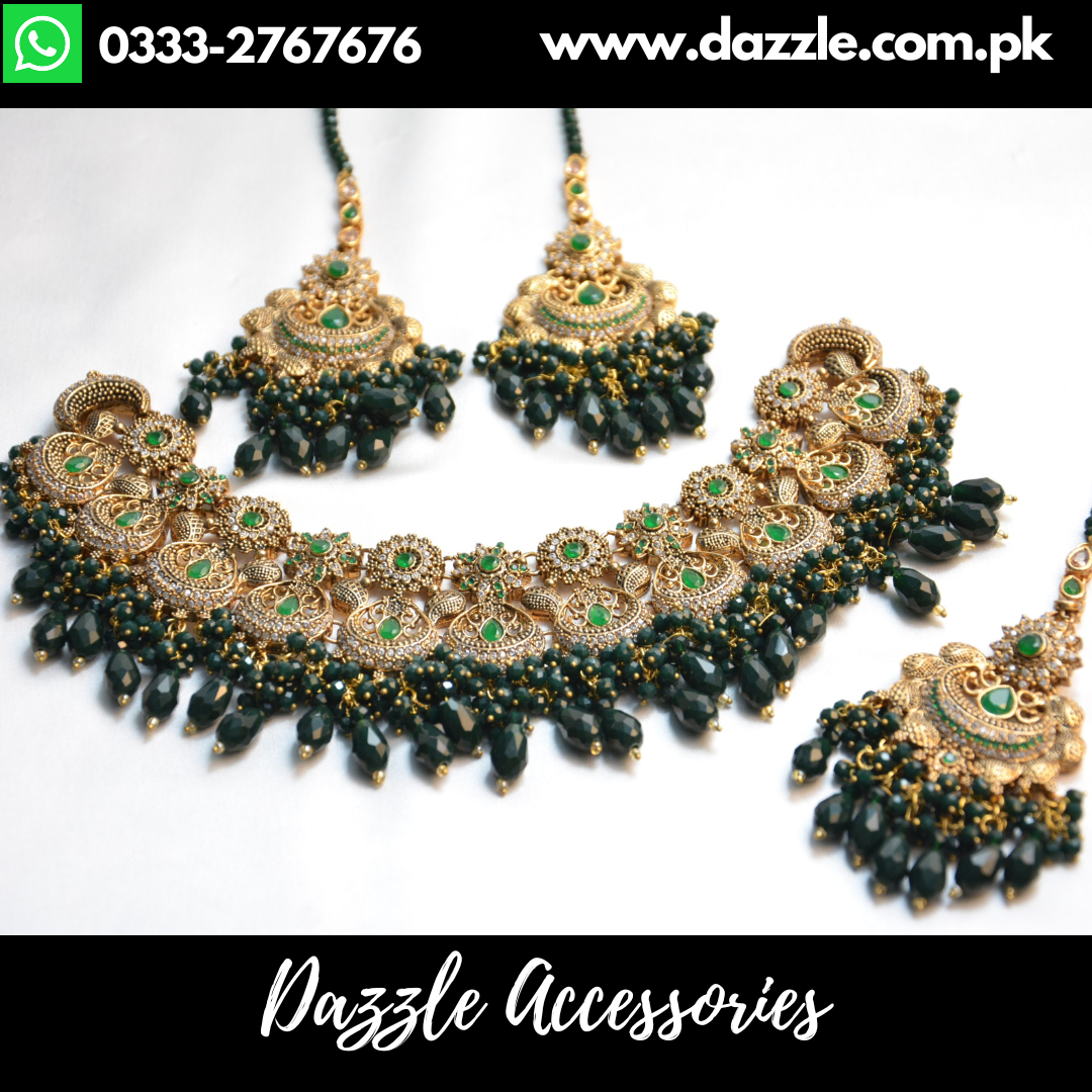 Antique Green Bridal Jewelry Set