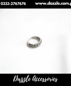 Black Silver Band Ring for her Adjustable Size