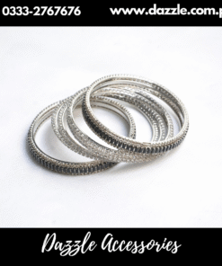 Black Silver Bangles Set Size