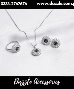 Black Zirconia Pendant with Earrings and ring