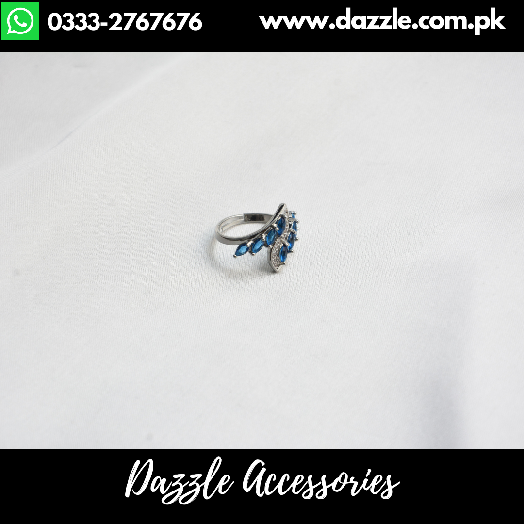 Blue Silver Adjustable Ladies Ring