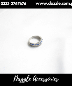 Blue Silver Band Ring for her Adjustable Size
