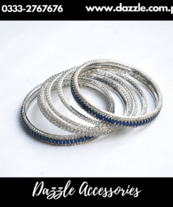 Blue Silver Bangles Set Size