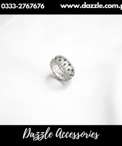 Blue Silver Ladies Band Ring Size