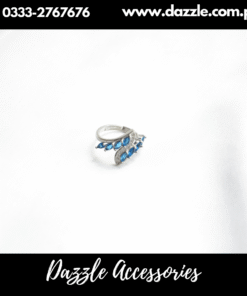 Blue Unique Silver Plated Ring Adjusable Size